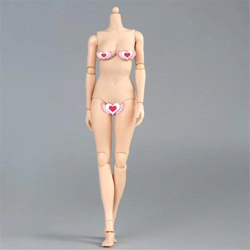 Miniatura 3 de Cuerpo de figura femenina a escala 1/6, piel pálida femenina busto grande medio sin costuras figura de acción flexible colección de muñecas