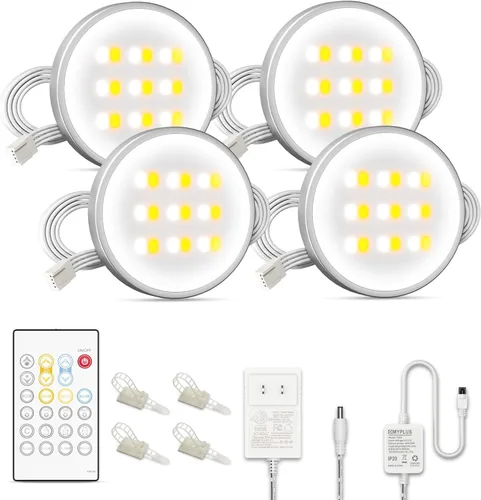 Miniatura 9 de MYPLUS Luces inteligentes para debajo del gabinete, luces de disco de ambiente compatibles con Alexa y Google Home, regulables y de color RGB