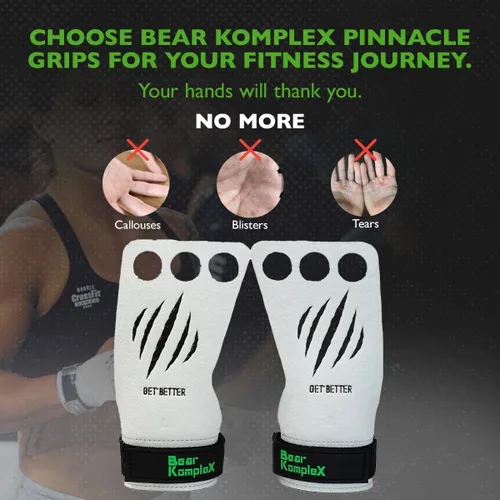 Miniatura 2 de Bear KompleX 3 Hole Pinnacle Hand Grips for Workouts, Pull-ups, Weightlifting, WOD Gymnastics, Crosstraining Palm Grips with Wrist Wraps, Hand