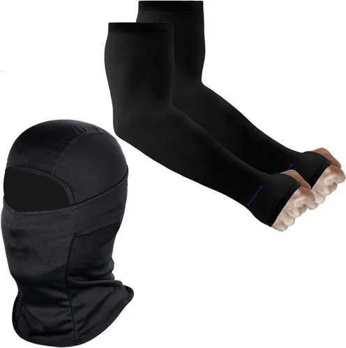 Achiou Pasamontañas y mangas para los brazos con agujeros para el pulgar, protección solar UV para hombres y mujeres