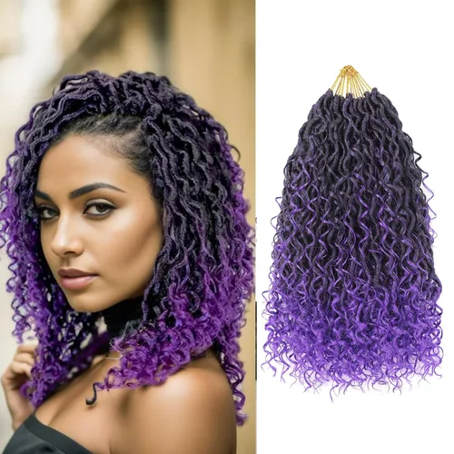 Miniatura 51 de Aipin Goddess Cabello de Ganchillo de 18 Pulgadas Boho River Locs Hippie Locs Ondulado de Ganchillo Con Cabello Rizado en el Medio y Extremos 613