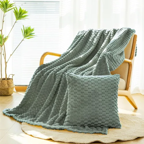Miniatura 22 de Bnuitland - Manta de franela verde con estampado de frutas (50x40 pulgadas), 300 GSM, manta de forro polar cálida, suave y ligera para cama o sofá