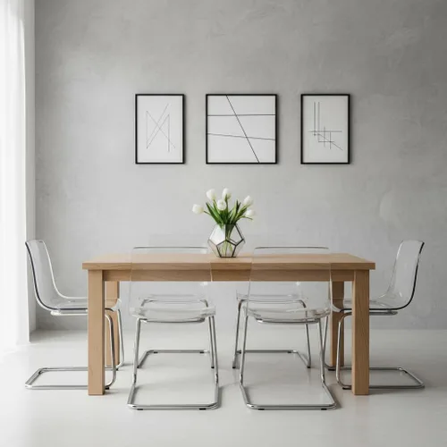 Miniatura 5 de Silla fantasma moderna transparente, asiento de acrílico transparente sobre base de metal resistente, diseño curvado ergonómico para oficina