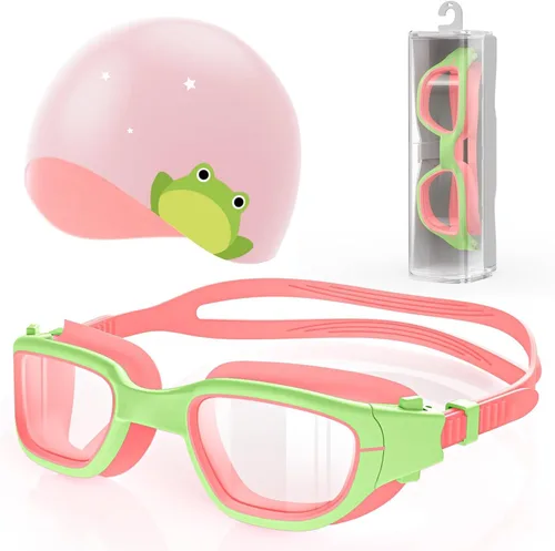 Miniatura 11 de Kids Swim Goggles with Silicone Swim Cap, Swimming Goggles Cap Set for Kids 6-14, Anti-Fog Anti-UV for Boys Girls