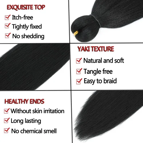 Miniatura 3 de Cabello trenzado previamente estirado de 12 pulgadas, 8 paquetes, pelo profesional suave Yaki para trenzas, ajuste de agua caliente, extensiones