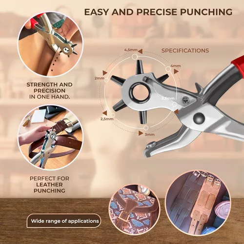 Miniatura 3 de MINUS MUKYS - Kit completo de herramientas de cuero para manualidades, kit de reparación de zapatos, cinturones, incluye perforador