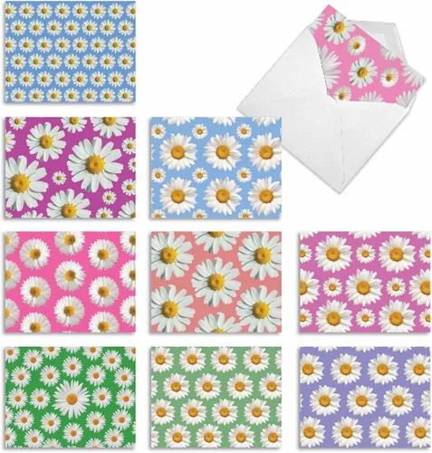 Miniatura 8 de The Best Card Company - 10 tarjetas de notas en blanco con flores (4 x 5.12 pulgadas) - Tarjetas de notas florales, surtido en caja para todas