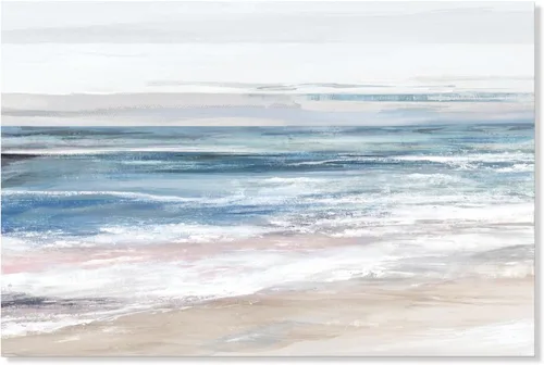 7Fisionart Abstract Coastal Ocean Beach Wall Art Blue Sea Waves Canvas Print Neutral Pastel Seascape Poster Modern Minimalist Coastal Wall Decor For