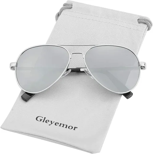 Miniatura 16 de Gleyemor Lentes de sol polarizados estilo aviador para niños y niñas, jóvenes, adolescentes, dos tamaños de 1.969 in y 2.047 in