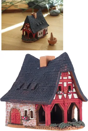 Cerámica arte cono incienso titular decoración de habitación hecho a mano coleccionable miniatura antigua Smithery en Rothenburg, Alemania R217