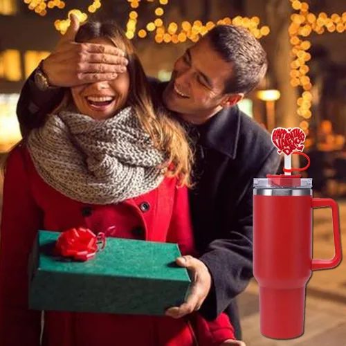 Miniatura 4 de 6 fundas para pajilla, 6 unidades, con diseño de corazón de silicona, para vasos con asa, protector de tapones a prueba de polvo, reutilizables