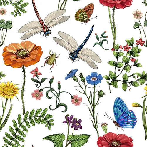 VaryPaper Papel tapiz floral brillante de 17.7 x 78.7 pulgadas, para pegar y despegar, papel tapiz bohemio de hojas de musgo, libélula, mariposa,