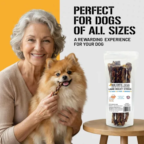 Miniatura 6 de Dog Chits Masticables de esófago de cordero para perros y cachorros – Ingrediente único natural – Golosinas de cordero altas en proteínas y bajas
