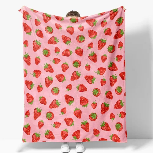 Miniatura 2 de Manta de fresa, regalos para mujeres, niñas, mamá, niños, adultos, adolescentes, cumpleaños, Navidad, San Valentín, regalo de San Valentín, Fresa