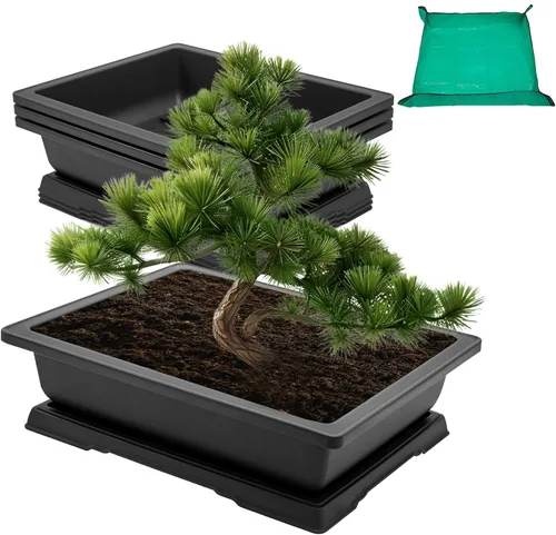 Miniatura 11 de GROWNEER 3 Macetas para Bonsái de 6.5 Pulgadas con Bandejas de Drenaje y Humedad y 1 Alfombrilla de Trasplante, Maceta de Entrenamiento para Árbol
