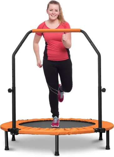 Miniatura 10 de HYD-Parts - Trampolín mini plegable de 40" o 48" para adultos y niños, rebotador de ejercicio con barra ajustable, trampolín de fitness