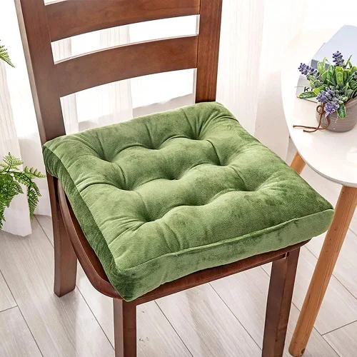 Miniatura 4 de Cojín de terciopelo suave para silla, cojín cuadrado grueso para oficina, comedor, cocina, reduce la presión, lavable (negro, 16 x 16 pulgadas)