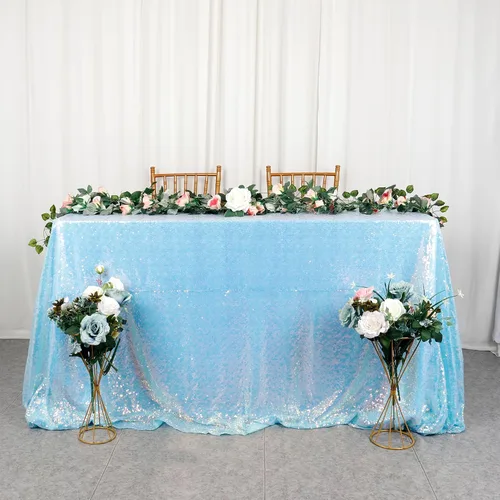 Miniatura 23 de ShiDianYi Mantel de lentejuelas color azul bebé, de 50 x 72 pulgadas, mantel rectangular de lentejuelas para decoración de boda - 200111E