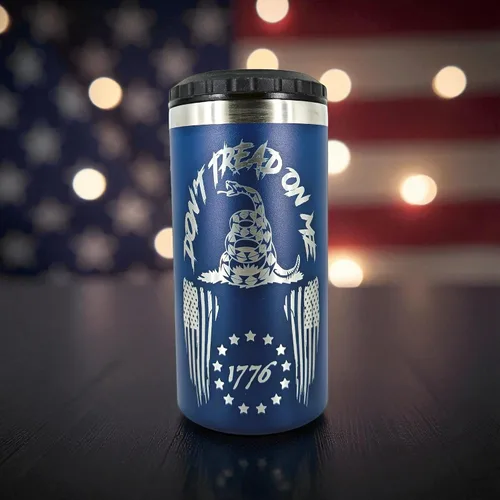 Miniatura 6 de Gadsden Flag - Enfriador de latas aislado 4 en 1 – Vaso de acero inoxidable para latas estándar y delgadas de 12 onzas, botellas o uso como taza