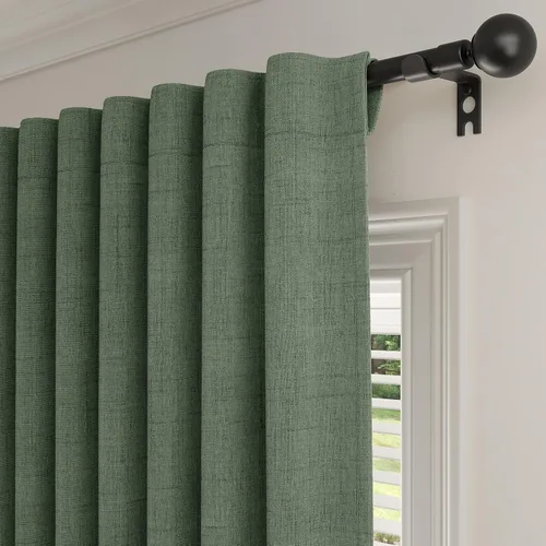 Miniatura 12 de Rinwoc - Cortinas 100% opacas para dormitorio, cortinas con aislamiento térmico de 1.6 m de longitud, 2 paneles, lino texturizado de estilo granja