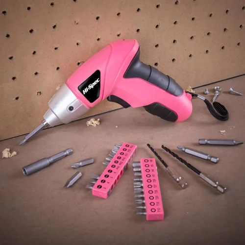Miniatura 6 de Hi-Spec Destornillador eléctrico 27pc 3.6V rosa USB pequeño juego de destornilladores eléctricos. Inalámbrico y recargable con juego de puntas