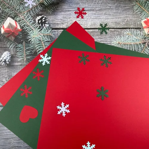 Miniatura 5 de YINUOYOUJIA Cartulina de Navidad de 12 x 12 pulgadas, 50 hojas, 92 libras, papel de construcción de 92 libras, cartulina roja y verde para Christmas