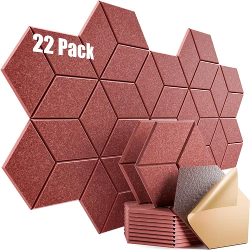 Miniatura 38 de Paquete de 12 paneles acústicos autoadhesivos de 12 x 10 x 0.4 pulgadas, paneles de espuma a prueba de sonido con alta densidad, diseño forrado