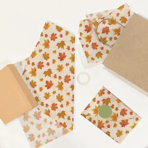 Miniatura 6 de Pro Supply Global Papel de seda impreso con hojas de otoño para bolsas de regalo o cajas y envoltura, papel de seda decorativo de otoño a granel
