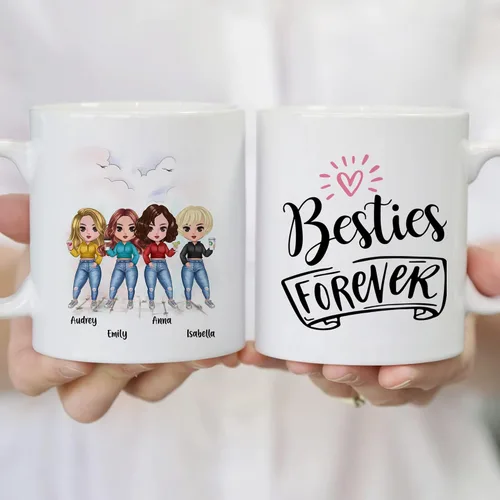 Miniatura 4 de Gossby Taza personalizada para amigas, Besties Forever, regalo personalizado para mejores amigas para mujeres con nombres de avatares, regalo 4