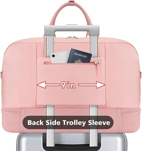 Miniatura 42 de IBFUN Bolsas de fin de semana para mujer, bolsa grande de lona para viaje, bolsa de viaje con compartimento para zapatos, 21 pulgadas, juego de 3