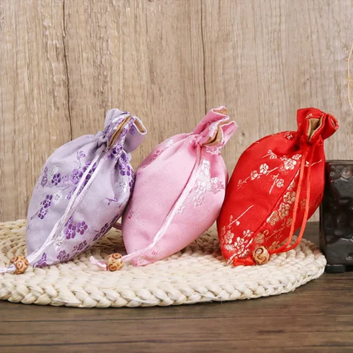 Miniatura 5 de 20 bolsas de seda con cordón, bolsa de joyería bordada de brocado de seda china, bolsa de joyería para boda, 4.7 x 5.9 pulgadas