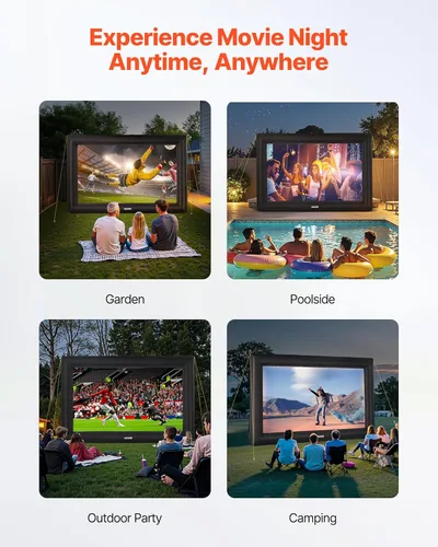 Miniatura 6 de VEVOR Pantalla de proyector inflable de 20 pies, pantalla de cine inflable para exteriores con soplador de aire de 250 W, pantalla de proyección