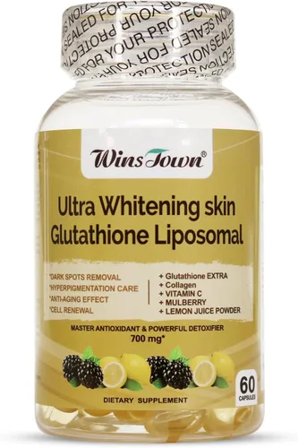 Ultra Blanqueamiento de la Piel Glutatión Liposomal Softgel, 60 Cápsulas | Suplemento para removedor de manchas oscuras, renovación celular,