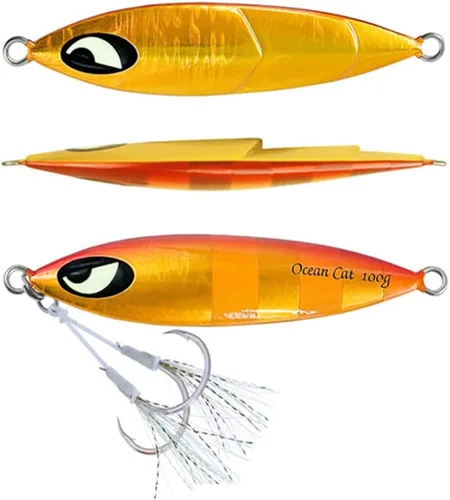 Miniatura 22 de OCEAN CAT 1 PC Señuelos de Pesca de Pitch de Caída Lenta Hundimiento Plomo Metal Jigs Planos Cebos de Jigging con Anzuelo para Pesca en Agua Salada