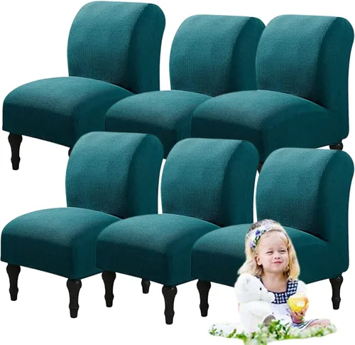 Miniatura 63 de Fundas elásticas para silla sin brazos, extraíbles y lavables, de elastano jacquard sin reposabrazos, protector de muebles para sala de estar, Verde
