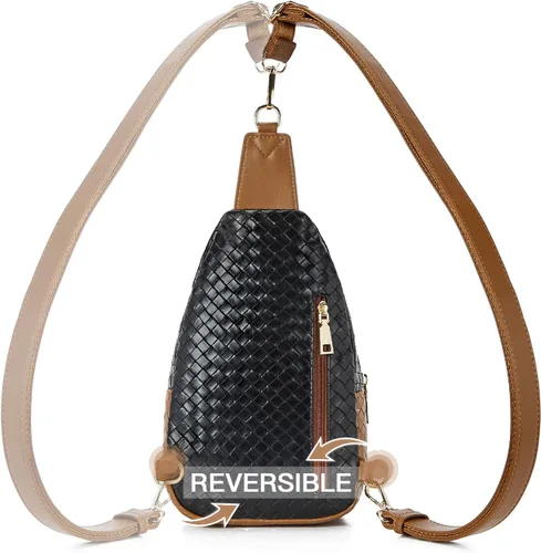 Miniatura 165 de Telena Riñonera pequeña para mujer, de cuero, cangureras, bolsa de pecho para mujer