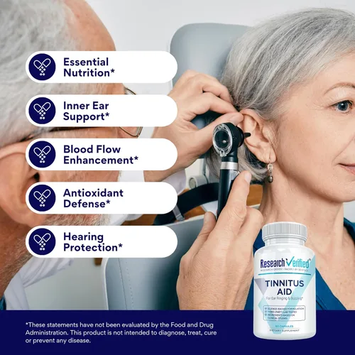 Miniatura 4 de Research Verified Ayuda para el tinnitus - Disminuye el timbre interno - Ginkgo Biloba, vitamina C, mezcla de complejo B de espectro completo