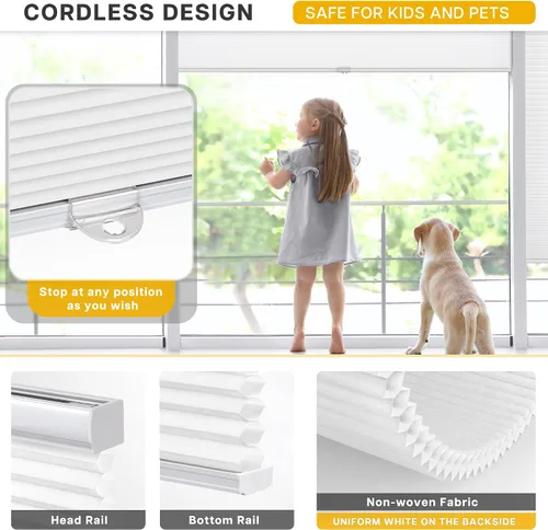 Miniatura 3 de LazBlinds - Persianas celulares sin cuerda, persianas de panal con filtrado de luz de 1.5 pulgadas de celda, persianas con aislamiento térmico