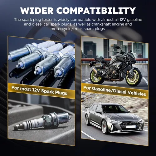 Miniatura 3 de Probador de Bujías Automotriz Mejorado de 5 Orificios con Altura Ajustable, Probador de Bobina de Encendido del Motor 200-9000rpm Frecuencia