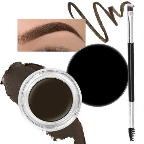 Miniatura 13 de evpct - Kit de maquillaje de pomada en gel en polvo para cejas color rubio con cepillo de doble punta, kit de plantillas para cejas para mujeres