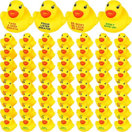 Juego de 60 patos de goma inspiradores a granel, regalos de agradecimiento motivacionales y recuerdos de fiesta, recompensas de regreso a clases,