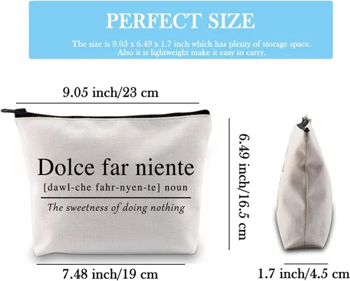 Miniatura 2 de GJTIM Bolsa con cremallera de viaje con temática italiana, cita italiana Sweet Doing Nothing, Dolce Far Niente, regalo para amantes de Italia, Bolso