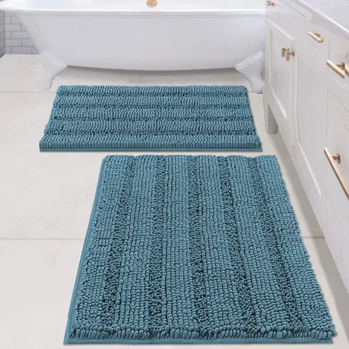 Miniatura 140 de H.VERSAILTEX - Alfombras de baño, juego de 2 piezas, alfombra de contorno para baño, juego de alfombras para inodoro, alfombra antideslizante