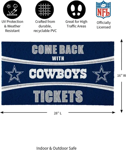 Miniatura 3 de Team Sports America NFL Dallas Cowboys Entrada interior y exterior 28 x 16 pulgadas Parte trasera antideslizante Tapetes de bienvenida
