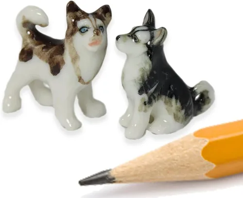 Miniatura 7 de WitnyStore Pequeño perro de pastor alemán alsaciano de pie negro y marrón de 3 pulgadas, hecho a mano, hecho a mano, de cerámica, cachorros, perros