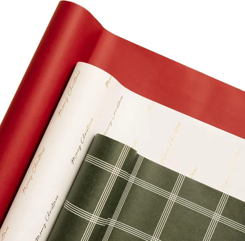 Miniatura 14 de Merry Market Rollos de Papel de Regalo de Navidad, Papel de Regalo Mate Premium, Rollo Grande de 30" x 168" pulgadas, Diseño de Rayas de Santa