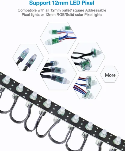 Miniatura 3 de ALITOVE Tira de montaje para 0.472 in WS2811 Pixel 5V 12V 24V RGB direccionable RGB LED Bullet Cadena de luces cuadradas, 164 pies/164.0 ft por