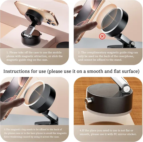 Miniatura 3 de Newvenper Soporte magnético para teléfono al vacío, soporte de teléfono con ventosa actualizado, aplicación multiescenario, soporte magnético