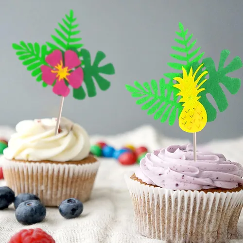 Miniatura 7 de 13 piezas de decoración de pastel de flamenco para tartas de verano con bonitas figuras de flamenco rosa y hojas de palmera de flores de hibisco