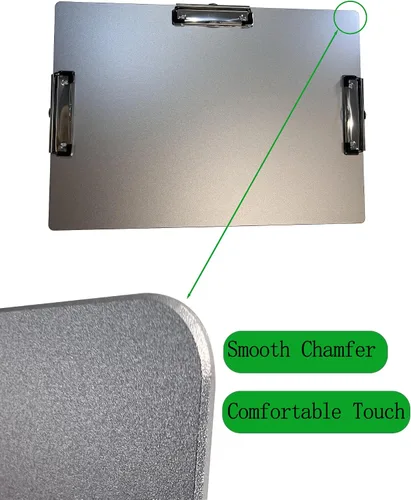 Miniatura 4 de Portapapeles de paisaje de tres clips, tablero de clip de metal con soporte para bolígrafo, portapapeles de aluminio de 11 x 17 pulgadas, tablero